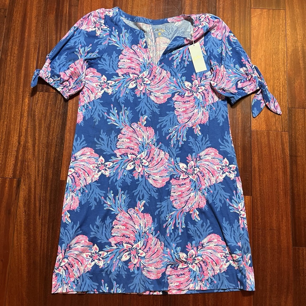 Lilly Pulitzer Dress Womens Large Easley Short Sleeve For The Fans MSRP $108 NEW